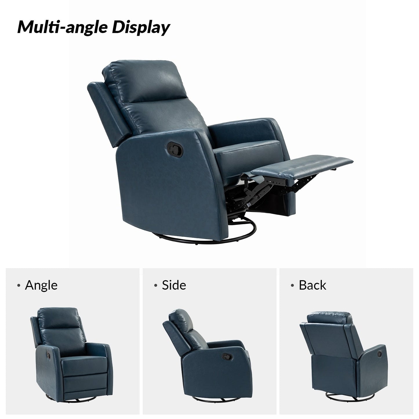 Fauteuil inclinable pivotant manuel en similicuir moderne Esteban avec dossier à oreilles