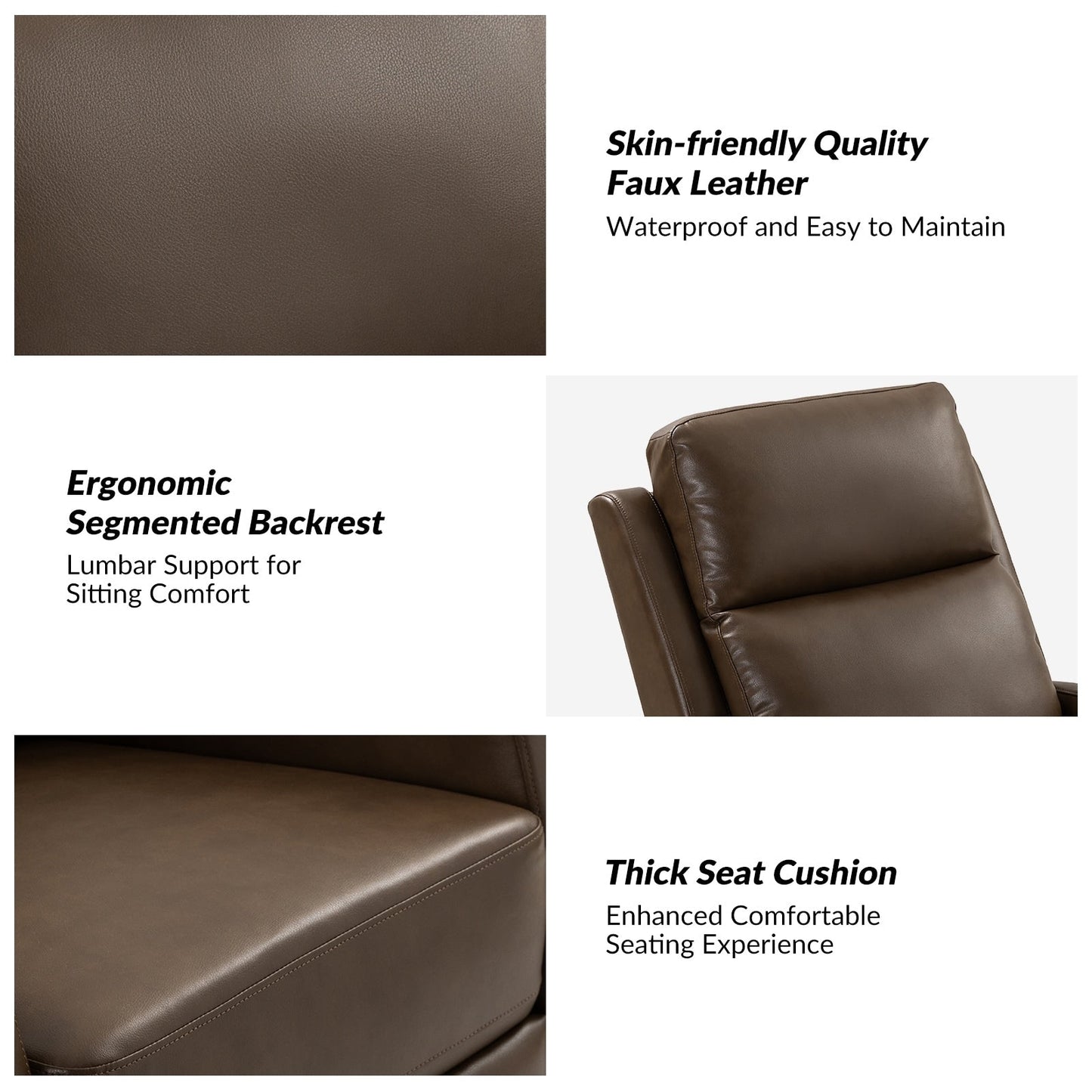 Fauteuil inclinable pivotant manuel en similicuir moderne Esteban avec dossier à oreilles