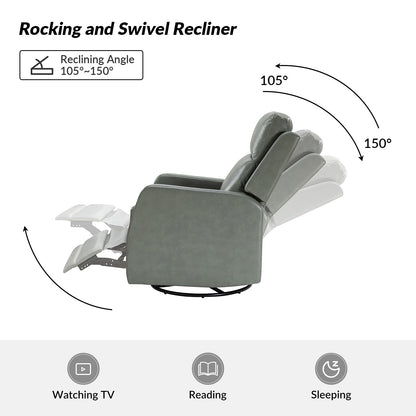 Fauteuil inclinable pivotant manuel en similicuir moderne Esteban avec dossier à oreilles