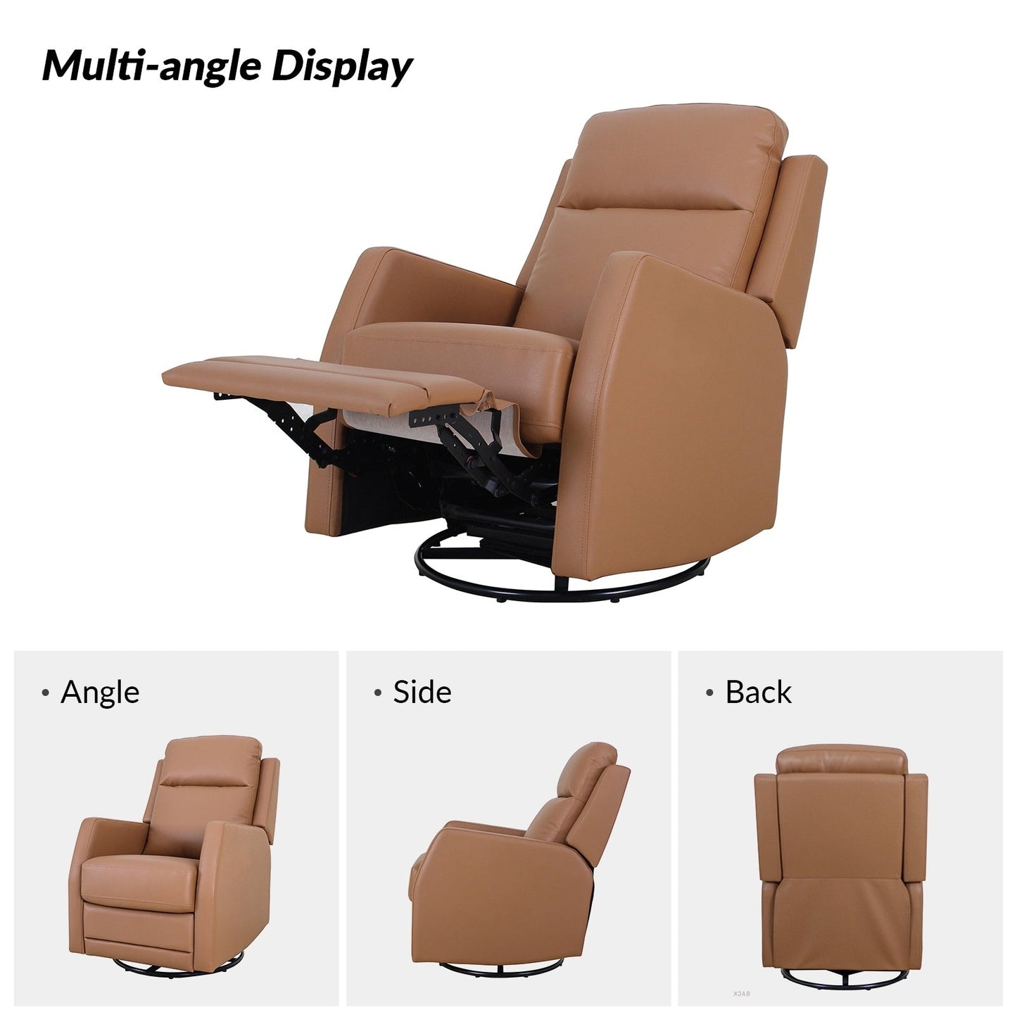 Fauteuil inclinable pivotant manuel en similicuir moderne Esteban avec dossier à oreilles