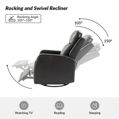 Fauteuil inclinable pivotant manuel en similicuir moderne Esteban avec dossier à oreilles