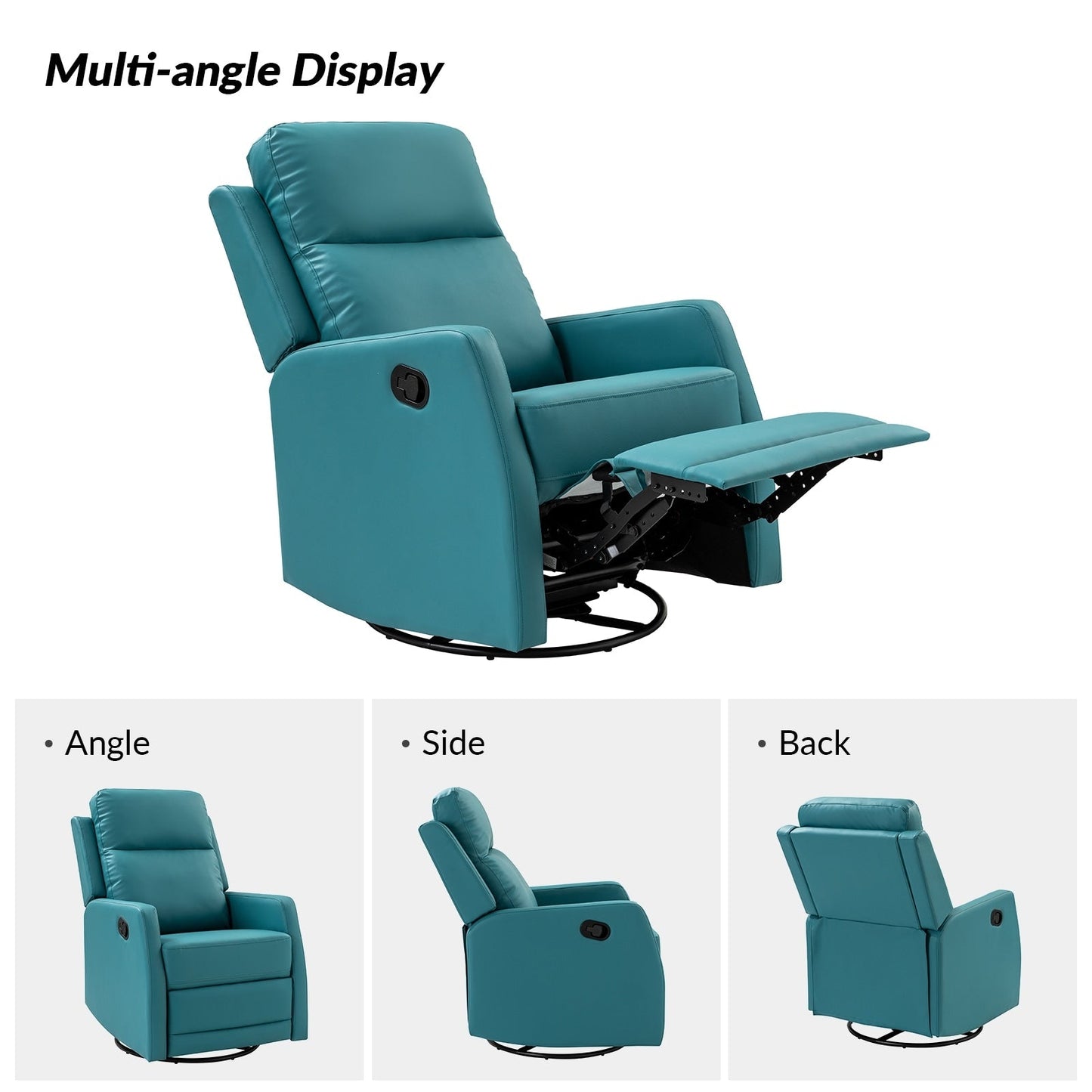 Fauteuil inclinable pivotant manuel en similicuir moderne Esteban avec dossier à oreilles