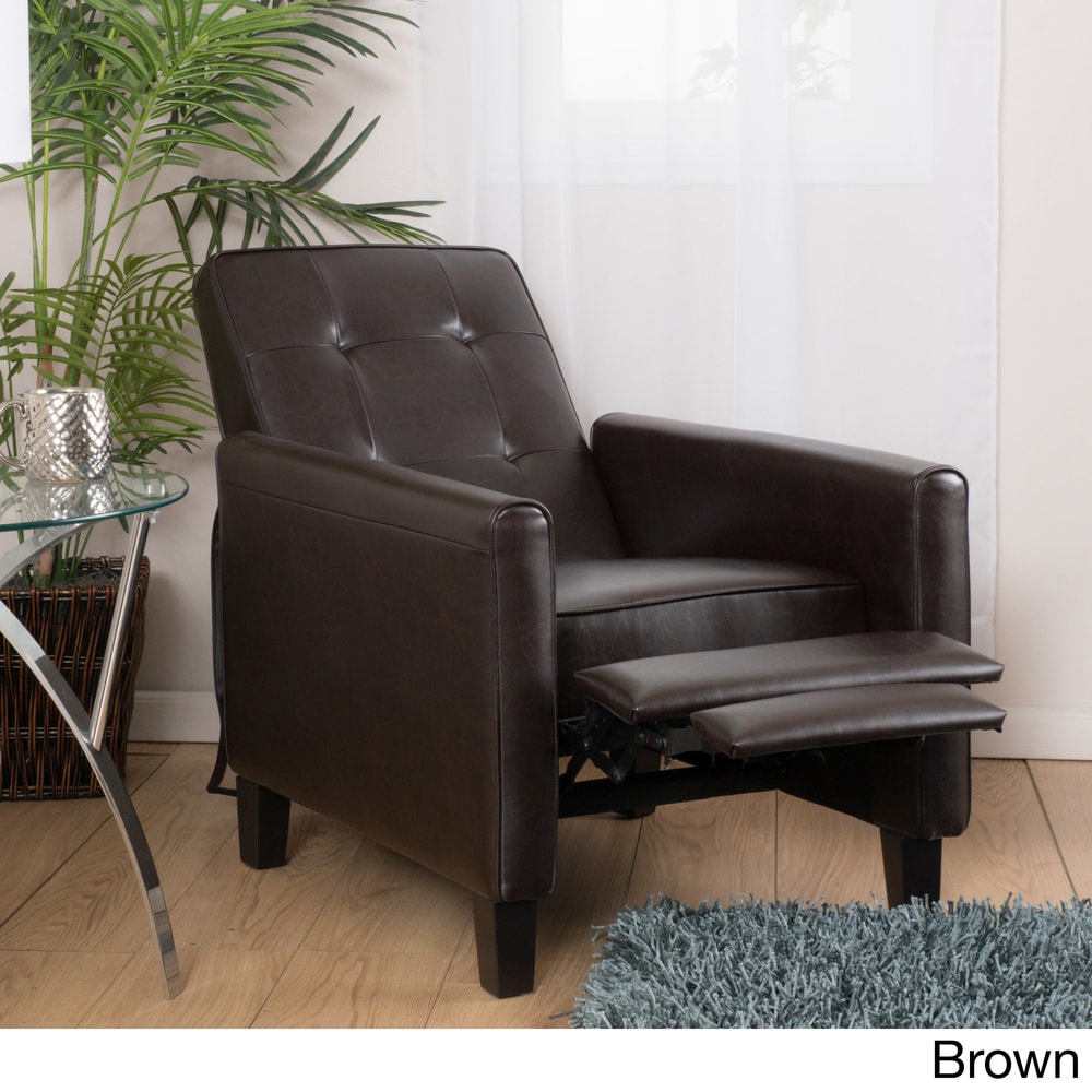 Fauteuil inclinable capitonné en cuir reconstitué Ethan par Christopher Knight Home