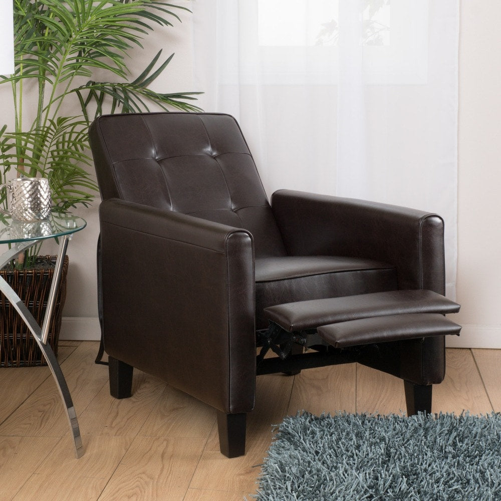 Fauteuil inclinable capitonné en cuir reconstitué Ethan par Christopher Knight Home