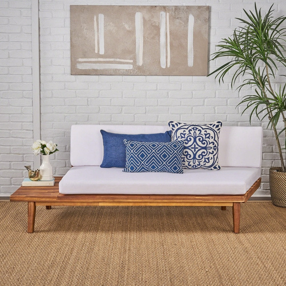 Canapé minimaliste en bois et tissu Eulah de Christopher Knight Home, côté gauche