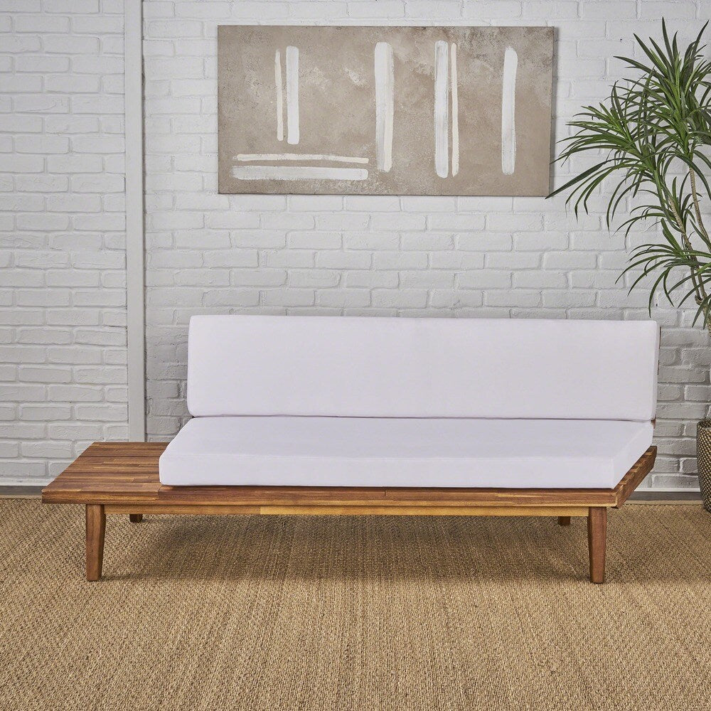 Canapé minimaliste en bois et tissu Eulah de Christopher Knight Home, côté gauche