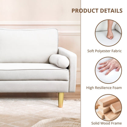 Superbe causeuse 2 places en polyester orange de 65 po avec poches latérales et coussins ronds - 65 po