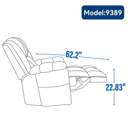 Fauteuil inclinable manuel extra-large avec base pivotante à 360° et mouvement de bascule, assemblage sans outil