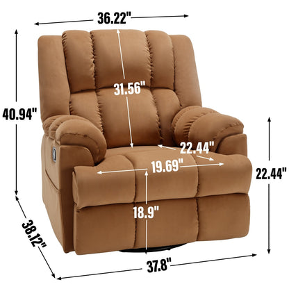 Fauteuil inclinable manuel extra-large avec base pivotante à 360° et mouvement de bascule, assemblage sans outil