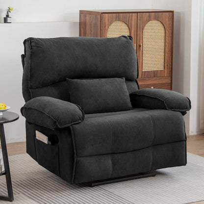 Fauteuil inclinable extra large avec coussin chauffant et massant, revêtement en polaire douce