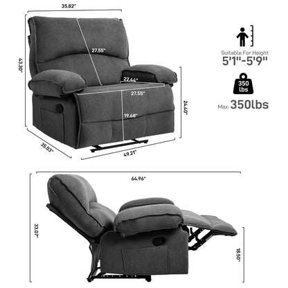 Fauteuil inclinable extra-large avec coussin de massage chauffant et revêtement en polaire moelleux