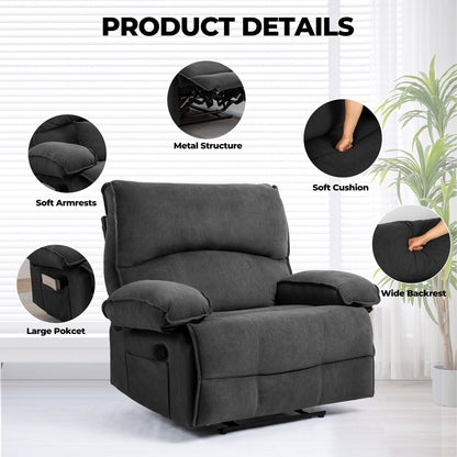 Fauteuil inclinable extra-large avec coussin de massage chauffant et revêtement en polaire moelleux