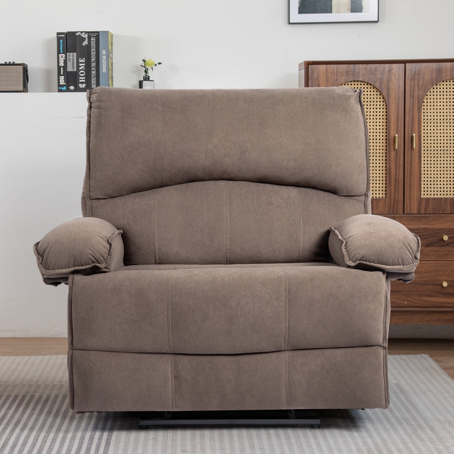 Fauteuil inclinable extra-large avec coussin de massage chauffant et revêtement en polaire moelleux
