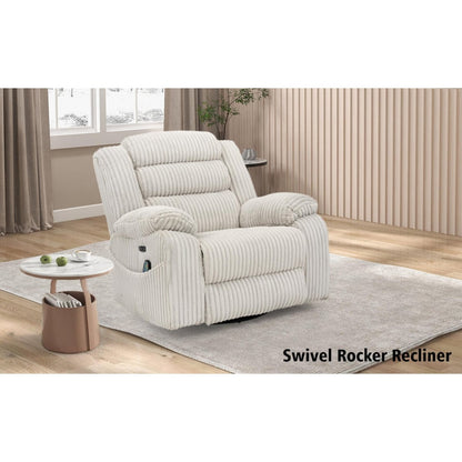Fauteuil inclinable électrique chauffant extra-large rotatif à 270° avec port de chargement USB/Type-C