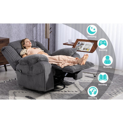 Fauteuil inclinable électrique chauffant extra-large rotatif à 270° avec port de chargement USB/Type-C