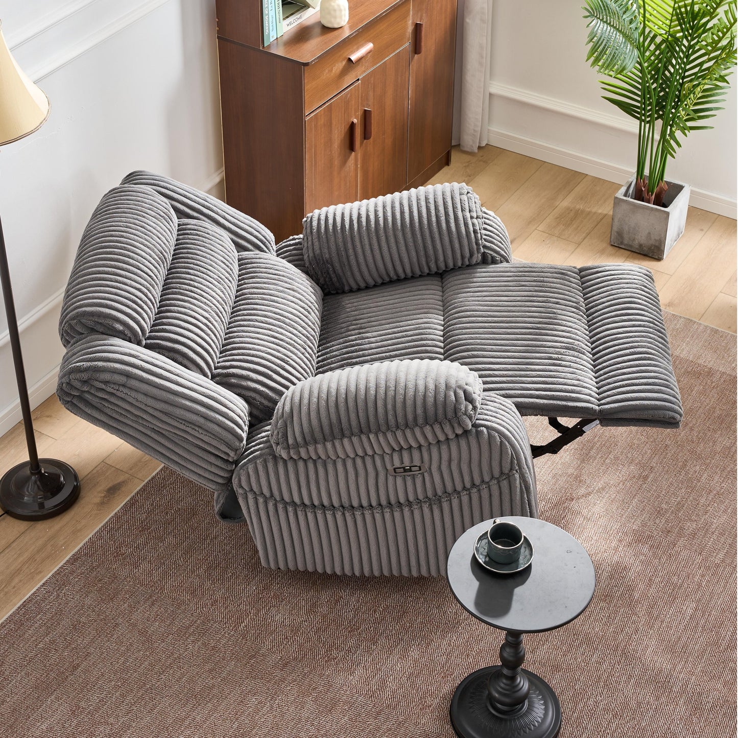 Fauteuil inclinable électrique chauffant extra-large rotatif à 270° avec port de chargement USB/Type-C