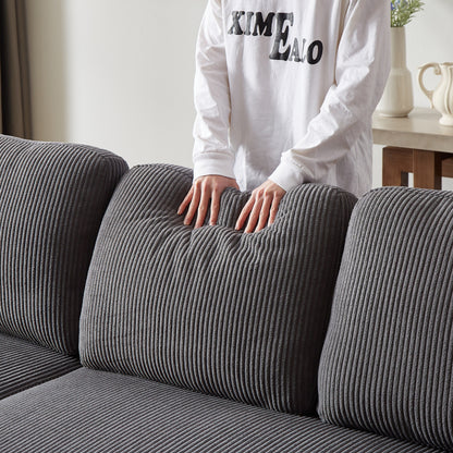 Canapé-lit réversible FX 78.8 avec lit gigogne, canapé-lit confortable en lin en forme de L, mobilier de salon S