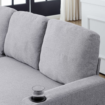 Canapé-lit réversible FX 78.8 avec lit gigogne, canapé-lit confortable en lin en forme de L, mobilier de salon S