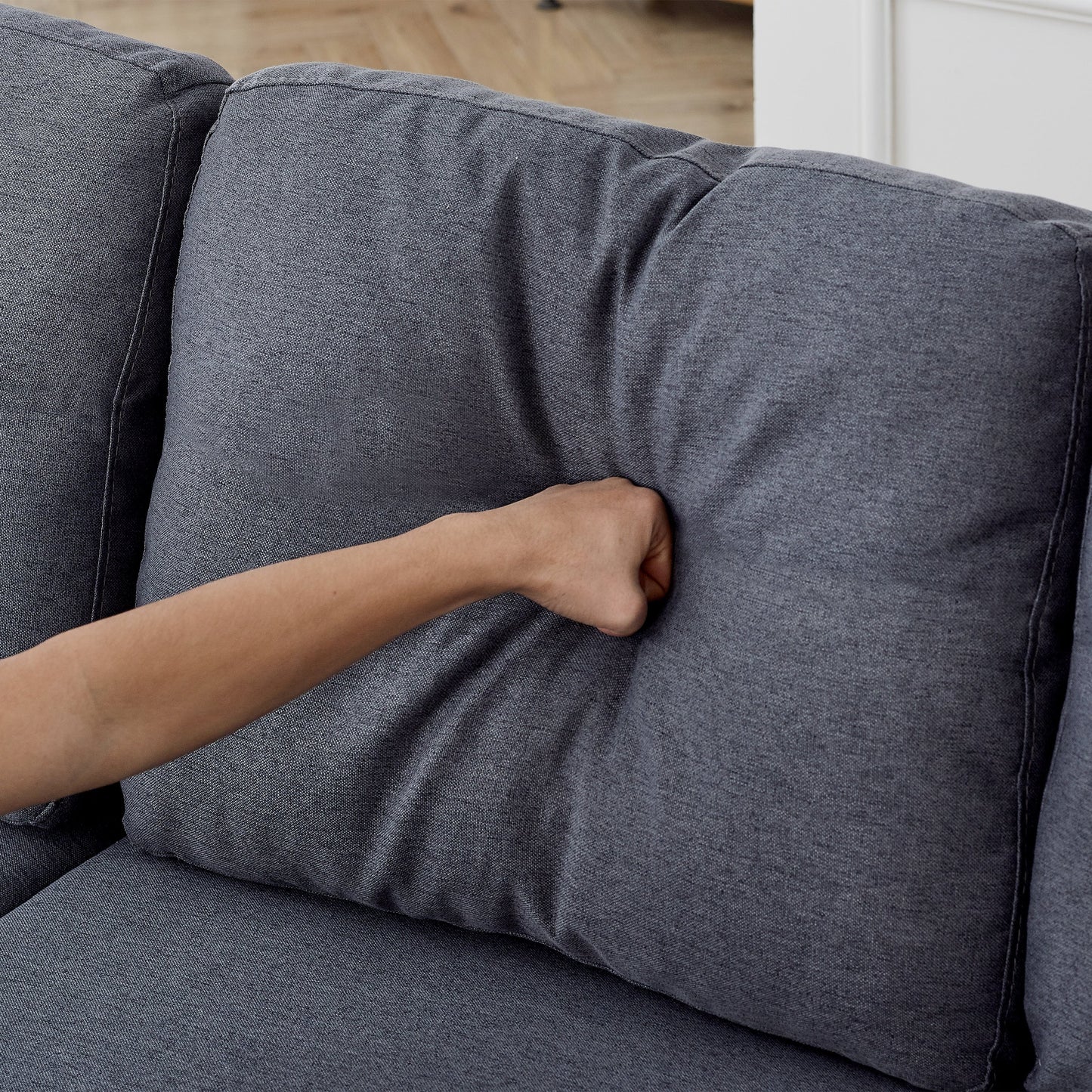 Canapé-lit réversible FX 78.8 avec lit gigogne, canapé-lit confortable en lin en forme de L, mobilier de salon S