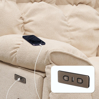 Fauteuil inclinable électrique pivotant à 360° en tissu avec mouvement de glissement