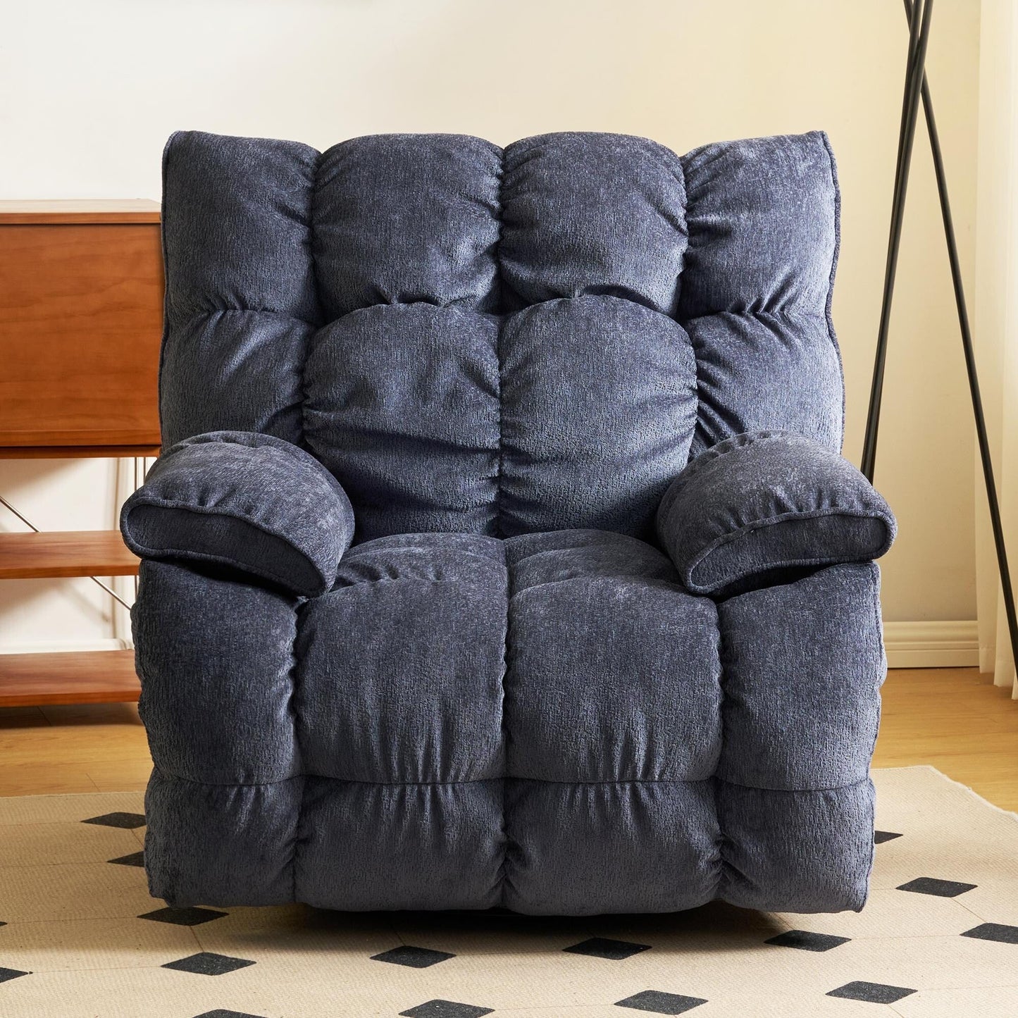 Fauteuil inclinable électrique pivotant à 360° en tissu avec mouvement de glissement