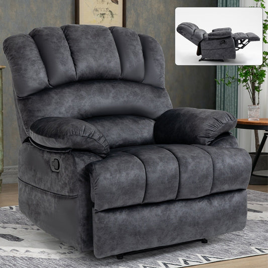 Fauteuil inclinable manuel en tissu avec dossier réglable et repose-pieds
