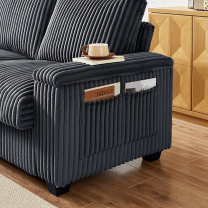 Canapé causeuse en tissu avec accoudoir de rangement et USB