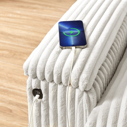 Canapé causeuse en tissu avec accoudoir de rangement et USB