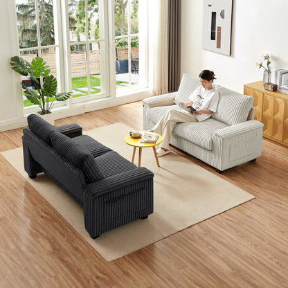 Canapé causeuse en tissu avec accoudoir de rangement et USB