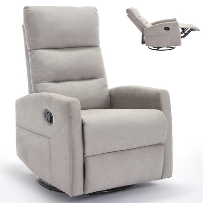 Fauteuil inclinable manuel en tissu, pivotant à 360° avec bascule et repose-pieds, fauteuil avec dossier réglable et pédales