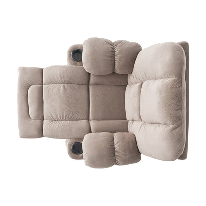 Fauteuil inclinable manuel en tissu avec deux porte-gobelets et coussins rembourrés généreux