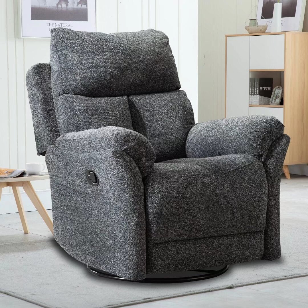 Fauteuil inclinable manuel pivotant et rembourré en tissu