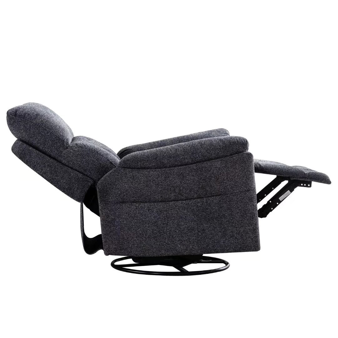 Fauteuil inclinable manuel pivotant et rembourré en tissu