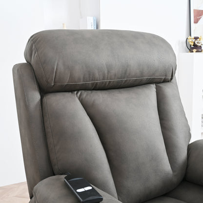 Fauteuil inclinable électrique en tissu avec télécommande, coussins rembourrés, poche de rangement latérale et cadre robuste et durable pour personnes âgées