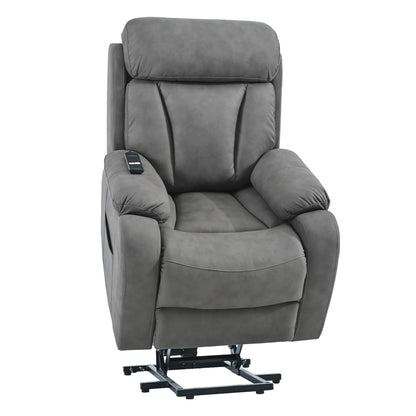 Fauteuil inclinable électrique en tissu avec télécommande, coussins rembourrés, poche de rangement latérale et cadre robuste et durable pour personnes âgées
