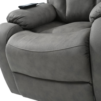 Fauteuil inclinable électrique en tissu avec télécommande, coussins rembourrés, poche de rangement latérale et cadre robuste et durable pour personnes âgées
