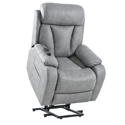 Fauteuil inclinable électrique en tissu avec télécommande, coussins rembourrés, poche de rangement latérale et cadre robuste et durable pour personnes âgées