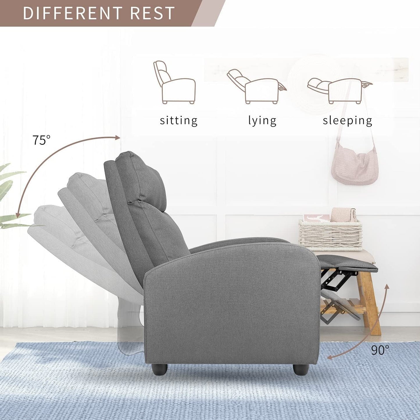 Fauteuil inclinable en tissu, fauteuil de massage, fauteuil inclinable réglable, fauteuils inclinables, home cinéma, simple, moderne