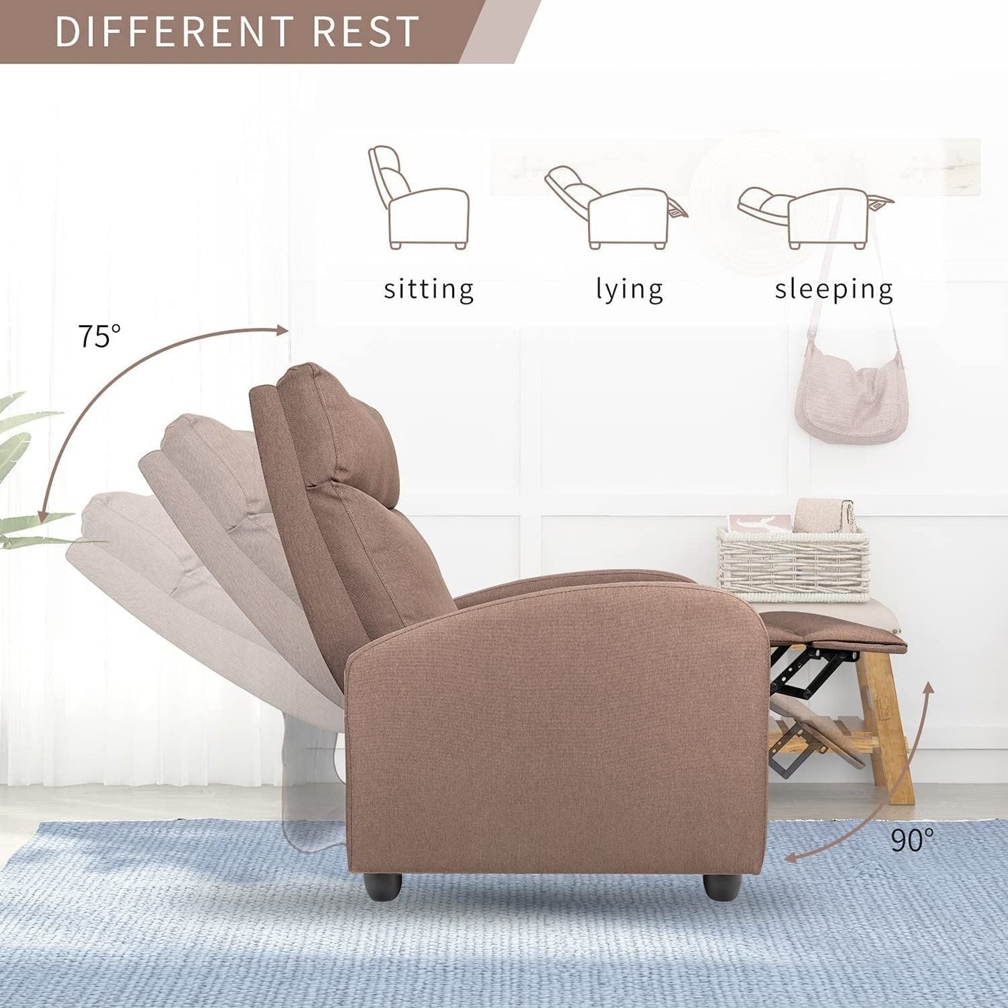 Fauteuil inclinable en tissu, fauteuil de massage, fauteuil inclinable réglable, fauteuils inclinables, home cinéma, simple, moderne