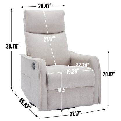 Fauteuil inclinable en tissu avec chauffage, massage, base pivotante à 360°, dossier réglable et soutien lombaire pour un confort optimal au salon