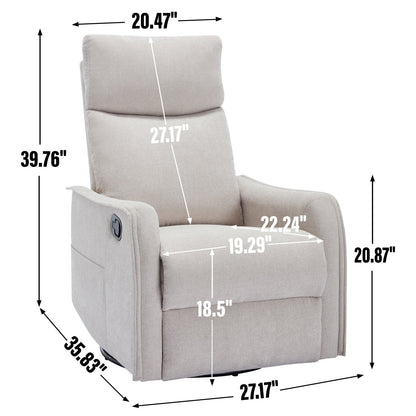 Fauteuil inclinable en tissu avec chauffage, massage, base pivotante à 360°, dossier réglable et soutien lombaire pour un confort optimal au salon