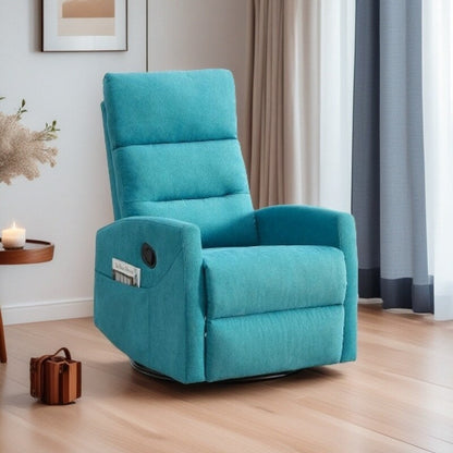 Fauteuil inclinable à bascule en tissu avec base pivotante à 360°, fauteuil inclinable manuel avec levier latéral, fauteuil de salon confortable
