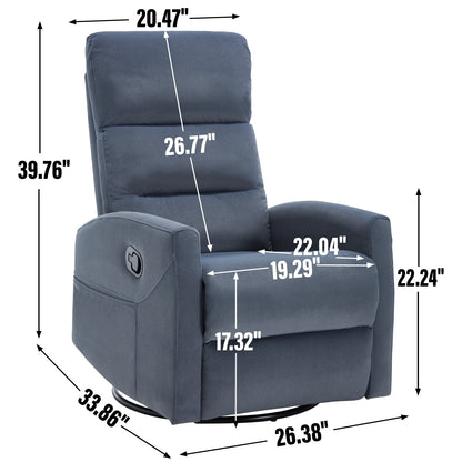 Fauteuil inclinable à bascule en tissu avec base pivotante à 360°, fauteuil inclinable manuel avec levier latéral, fauteuil de salon confortable