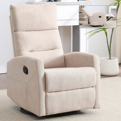 Fauteuil inclinable à bascule en tissu avec base pivotante à 360°, fauteuil inclinable manuel avec levier latéral, fauteuil de salon confortable