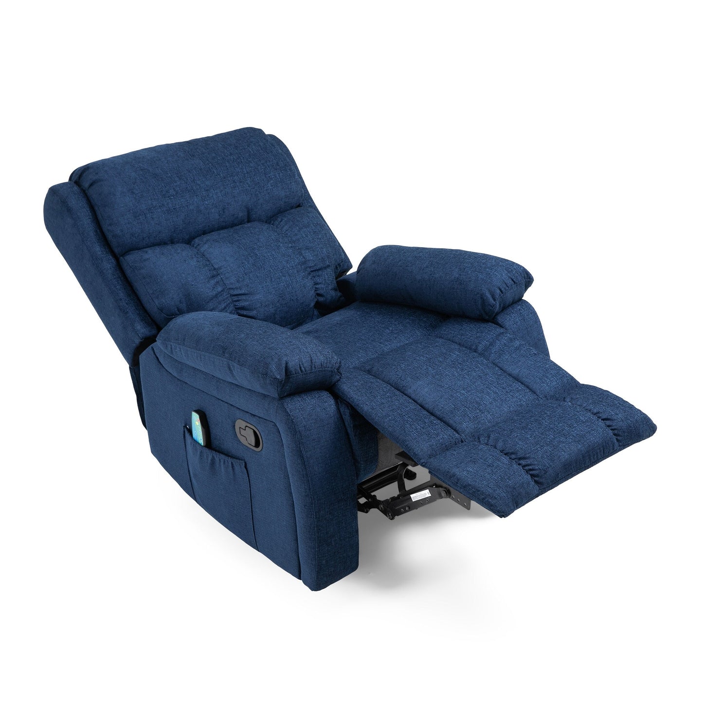 Fauteuil inclinable manuel de massage rembourré en tissu avec massage, chauffage lombaire et poches latérales