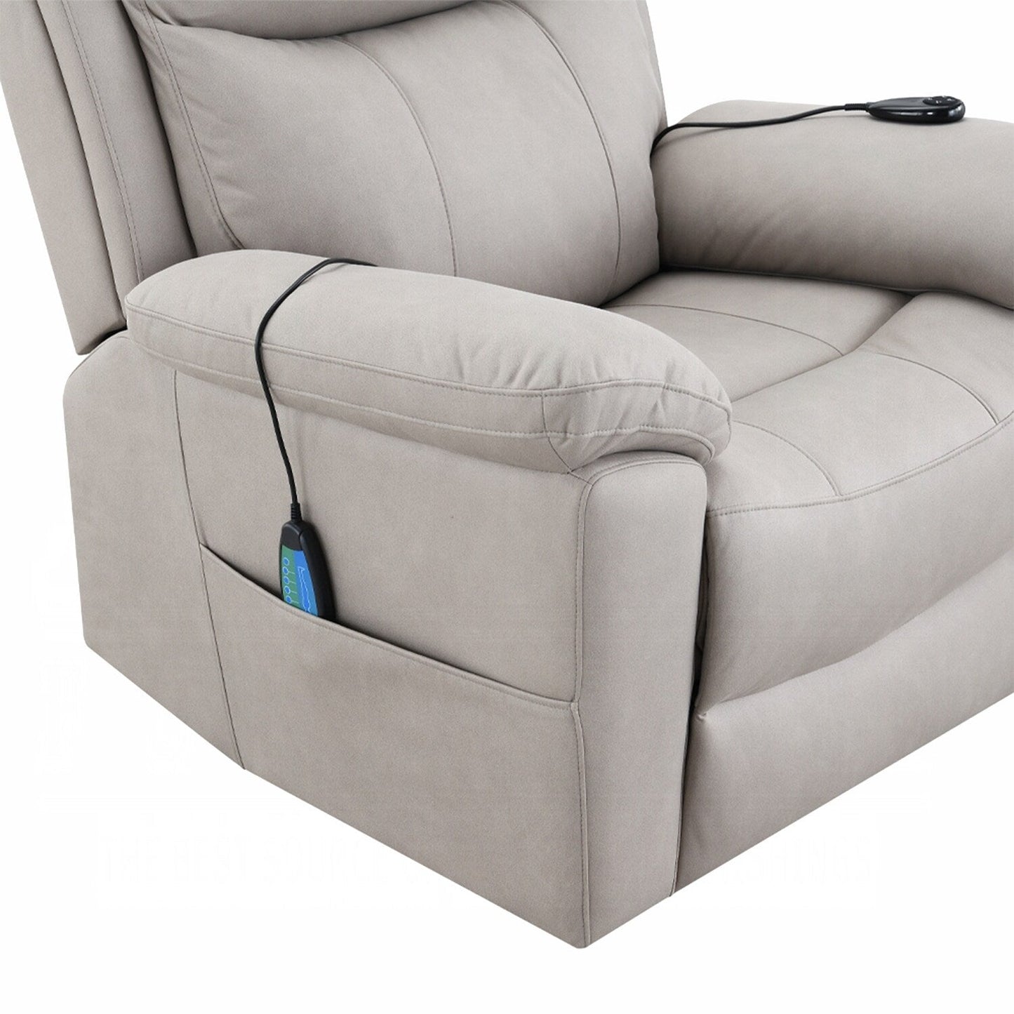 Fauteuil inclinable électrique rembourré en tissu avec design chauffant