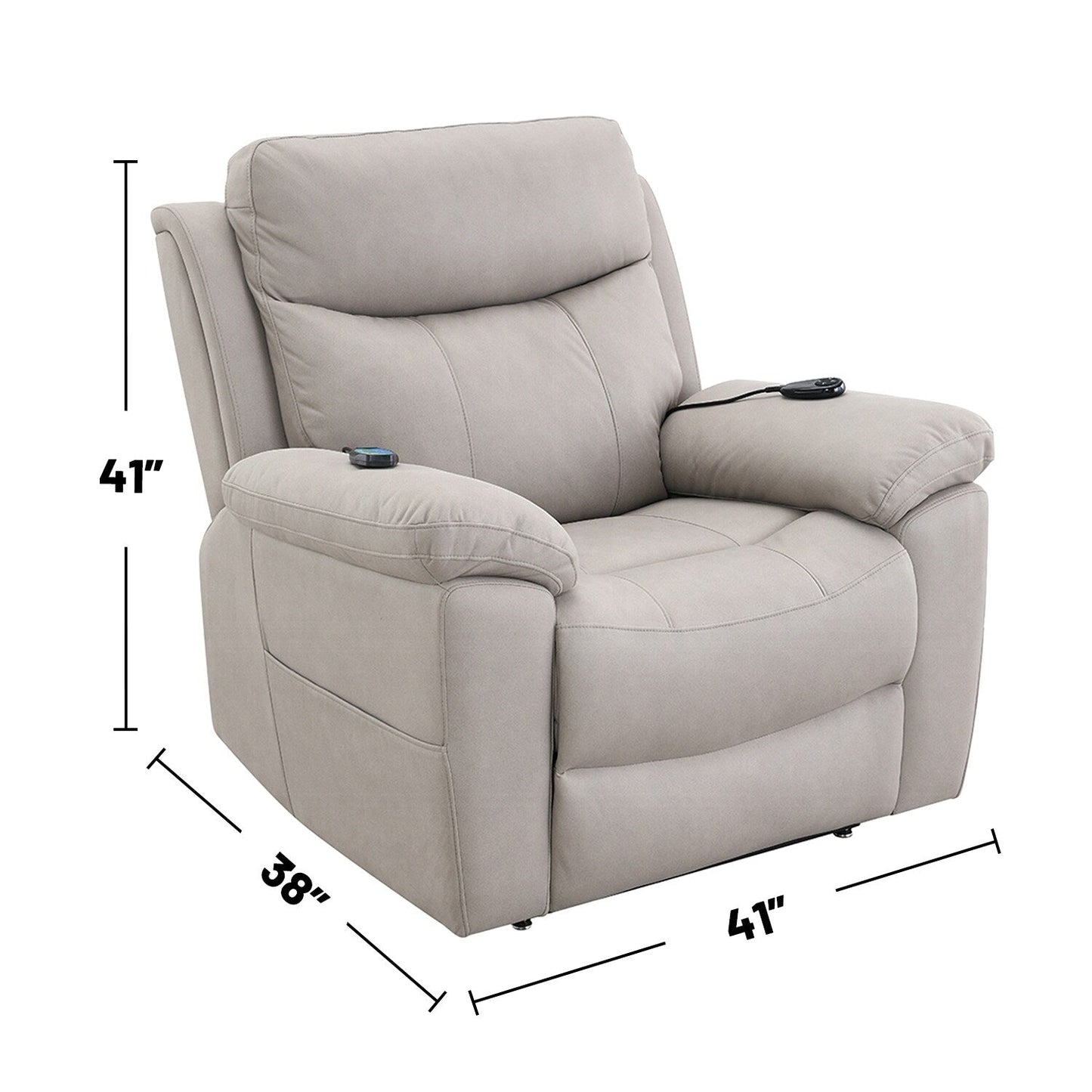 Fauteuil inclinable électrique rembourré en tissu avec design chauffant