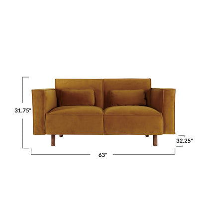 Canapé en tissu avec pieds en bois, Chartreuse - 63,0 L x 32,3 l x 31,9 H