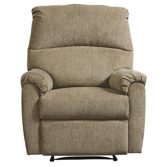 Fauteuil inclinable Zero Wall en tissu avec accoudoirs coussinés, beige
