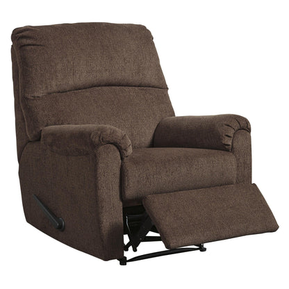 Fauteuil inclinable Zero Wall en tissu avec accoudoirs coussinés, marron